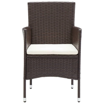 Set Comedor De Jardín 3 Pzas Con Cojines Ratán Sintético Marrón / Vetonek_1