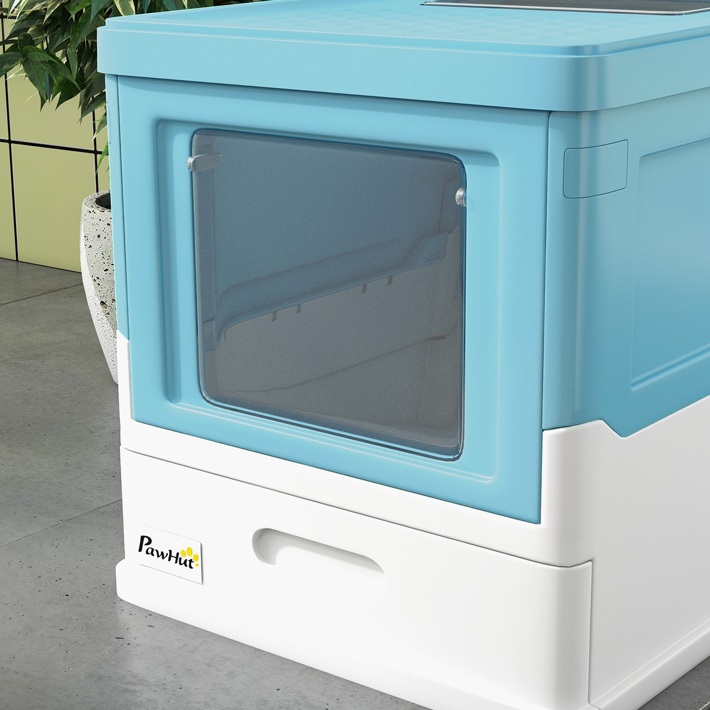 Pawhut Caja Arena Plegable Para Gatos Con Cubierta Desmontable 47,5x35,5x36,7 Cm_4
