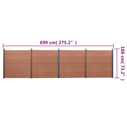 Juego De Paneles De Valla Wpc Marrón 699x186 Cm / Vetonek_2