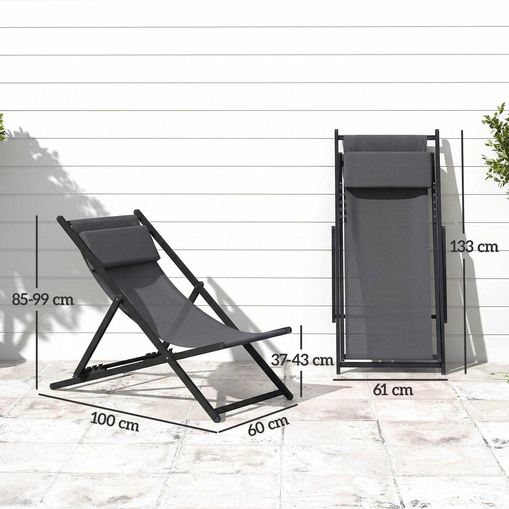 Outsunny Conjunto De 2 Tumbonas Plegables De Aluminio 58x96,5x91,5 Cm Gris_2