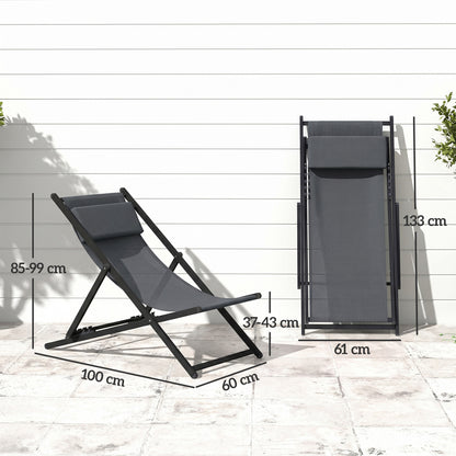Outsunny Conjunto De 2 Tumbonas Plegables De Aluminio 58x96,5x91,5 Cm Gris_2