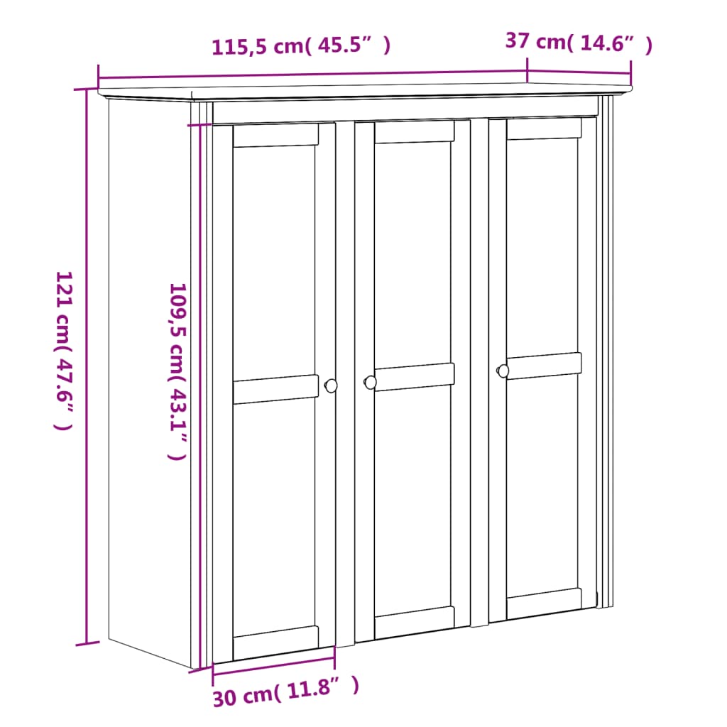 Aparador Alto Bodo Madera Pino Blanco Marrón 115,5x43x200,5 Cm / Vetonek_5