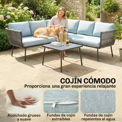 Outsunny Conjunto De Muebles De Ratán 2 Sofá De 2 Plazas Sofá De Esquina Mesa_4