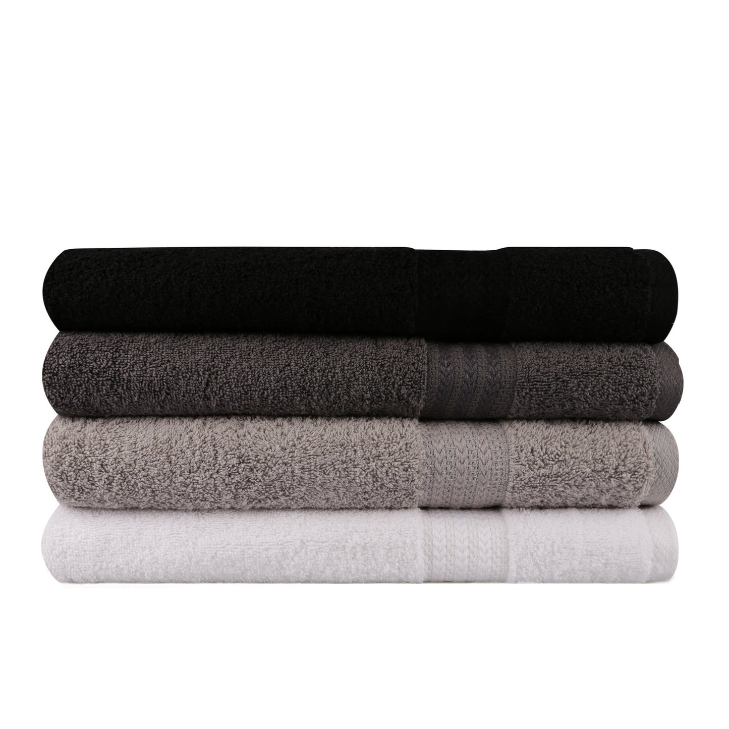 Juego De Toallas De Baño (4 Piezas) Blanco, Gris, Gris Oscuro Y Negro_1