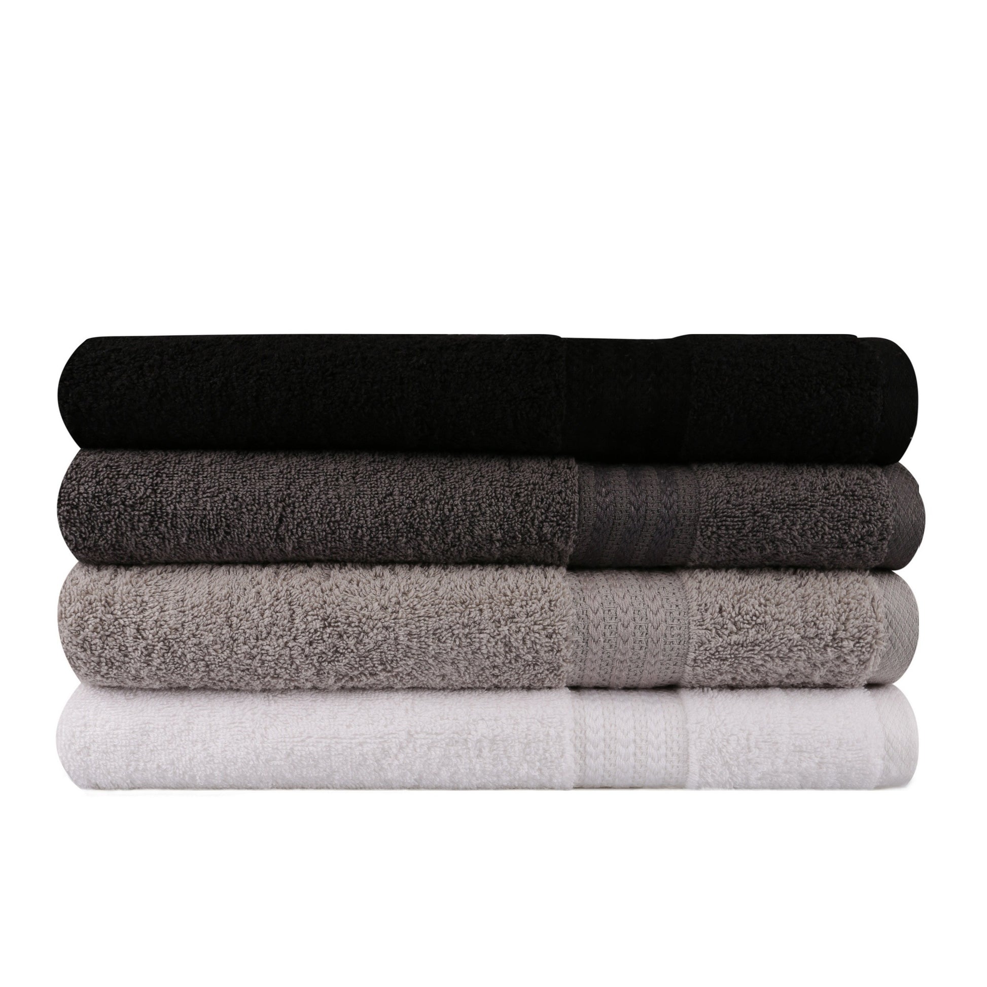 Juego De Toallas De Baño (4 Piezas) Blanco, Gris, Gris Oscuro Y Negro_1