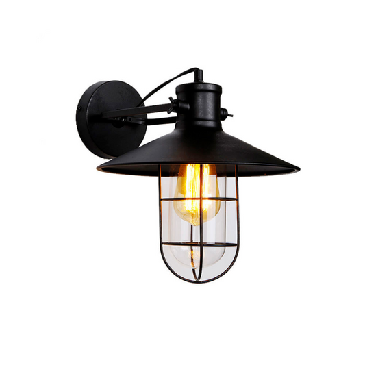 Aplique De Pared Metalico Vintage E27 60w Color Negro Ø32x37x27,5cm Edm_0