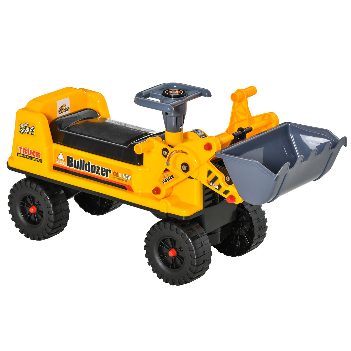 Tractor Para Niños Con Pala Excavadora Homcom 70x26x37 Cm Amarillo_0