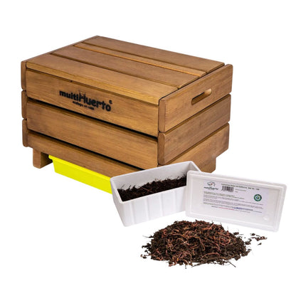 Vermicompostador Frutero sencillo con lombrices Multihuerto