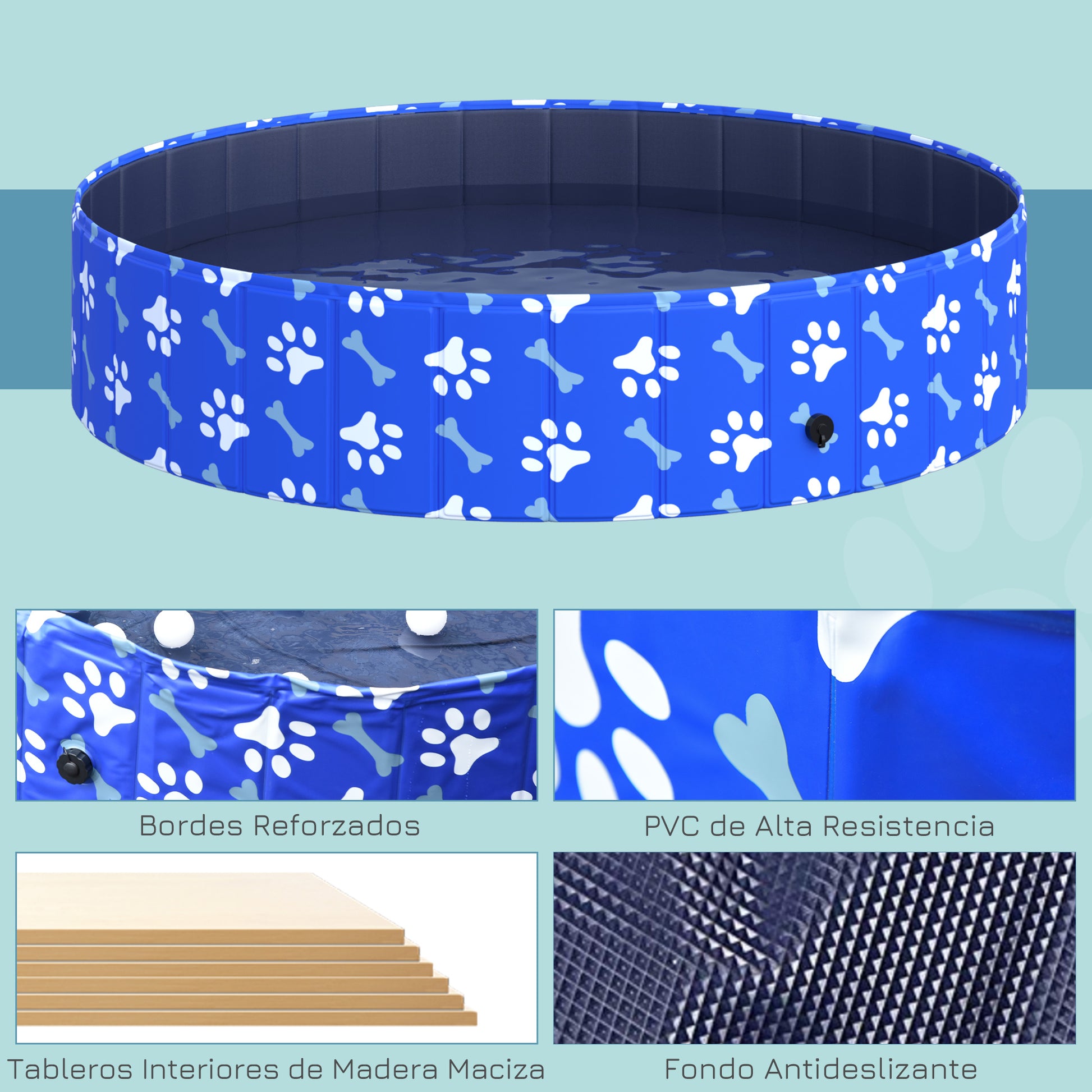 Pawhut Piscina Plegable Para Perros Diámetro Ø140 Cm Portátil Fondo_5
