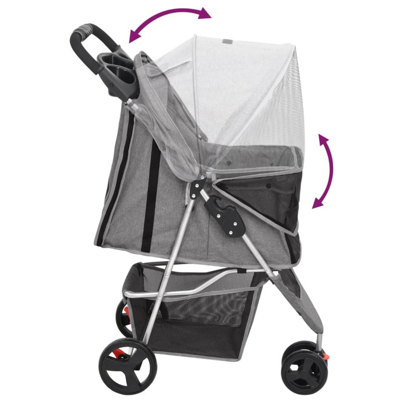 Vidaxl Cochecito Para Perros Plegable Tela Oxford Gris 80x46x98 Cm_5