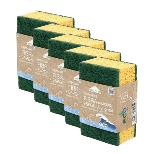 10 Estropajos con esponja vegetal Eco Friendly ROZENBAL (5 Packs de 2)