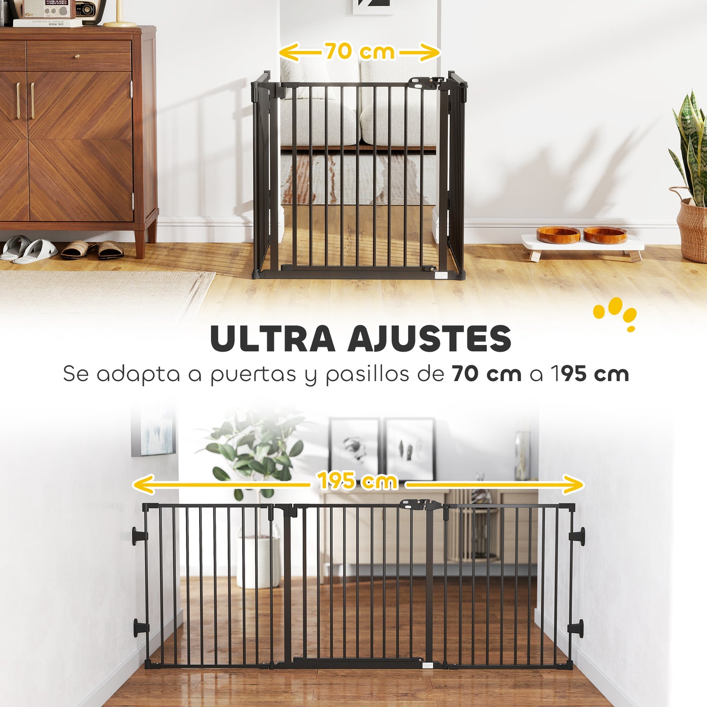 Pawhut Barrera De Seguridad Para Perros Plegable 202,5 Cm Con Auto Cierre Negro_4