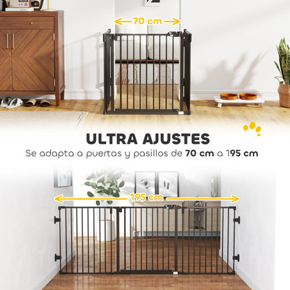 Pawhut Barrera De Seguridad Para Perros Plegable 202,5 Cm Con Auto Cierre Negro_4