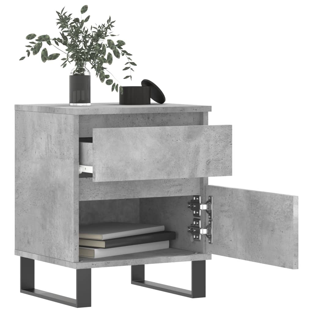 Mesita De Noche Madera De Ingeniería Gris Hormigón 40x35x50 Cm_1