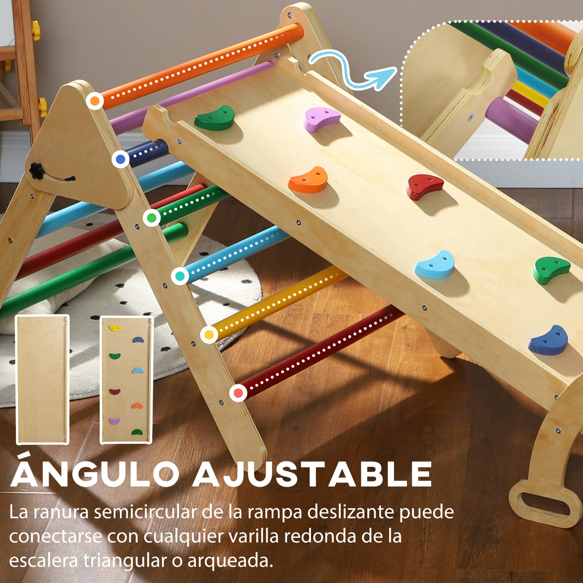 Escalada Para Niños Aiyaplay Madera De Pino Multilaminada Multicolor 178x64.5x63 Cm_5