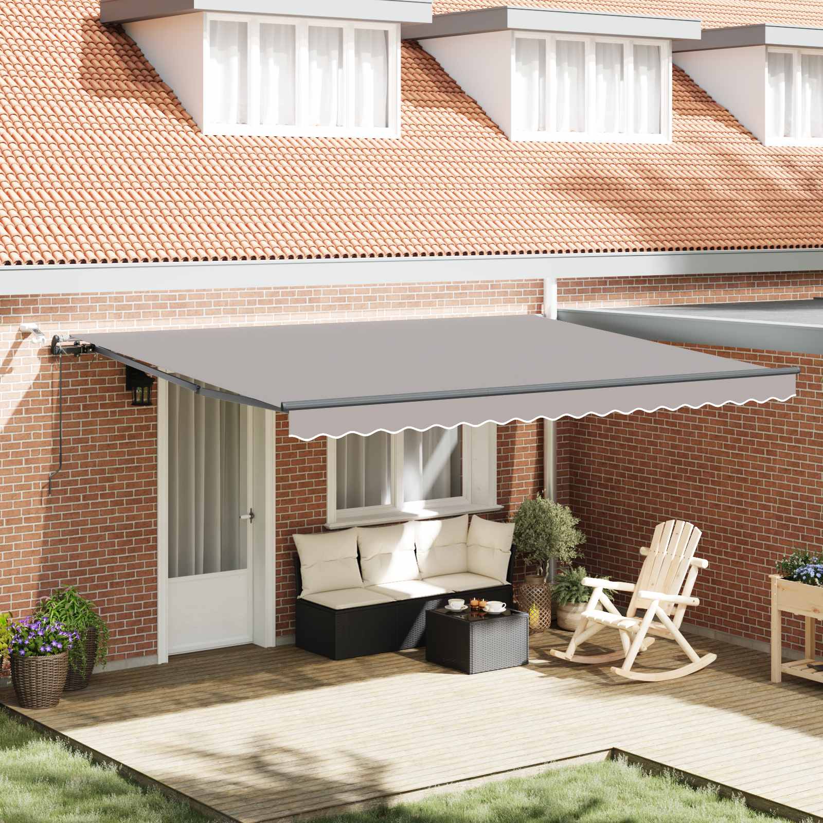Toldo Retráctil Gris Claro 450 X 350 Cm Poliéster_1