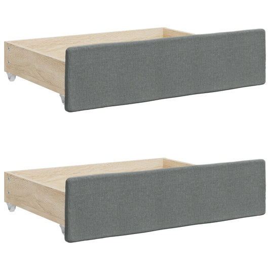 Cajones De Cama 2 Uds Madera De Ingeniería Y Tela Gris Oscuro / Vetonek_0