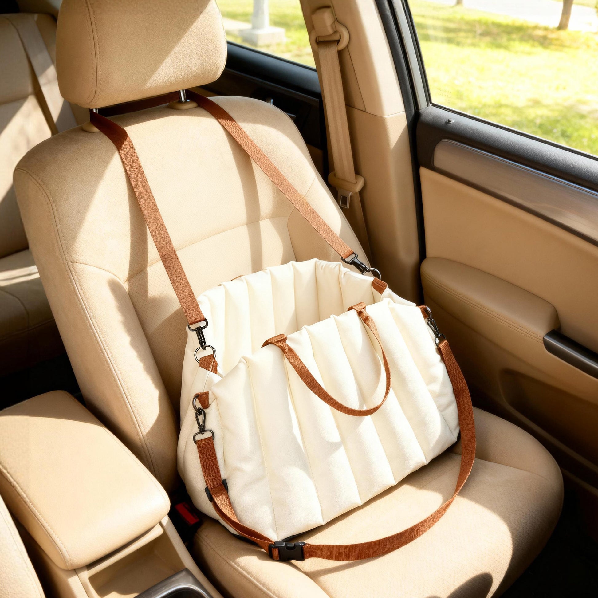 Pawhut Asiento De Coche Para Perros Pequeños Con Base Antideslizante Y Cinturón_1