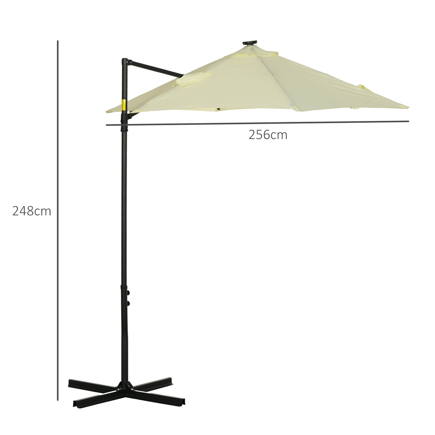 Outsunny Sombrilla De Jardín Ø256x248 Cm Con Luces Led Solares Beige_2