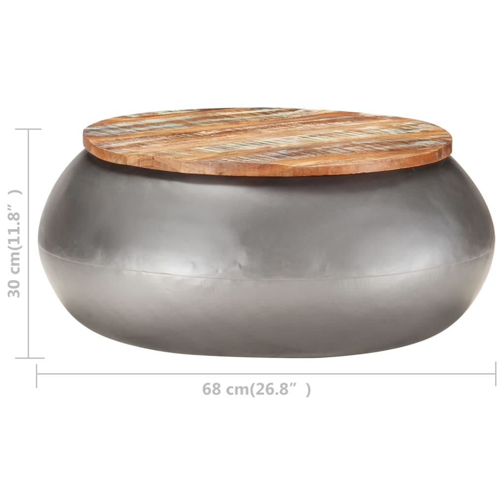 Mesa De Centro Madera Maciza Reciclada Gris 68x68x30 Cm_3