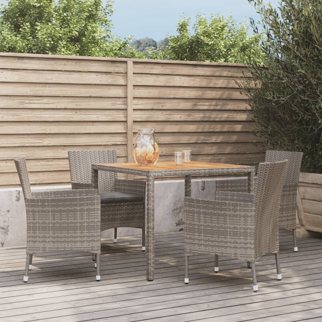 Vidaxl Set Comedor De Jardín 5 Piezas Con Cojines Ratán Sintético Gris_1