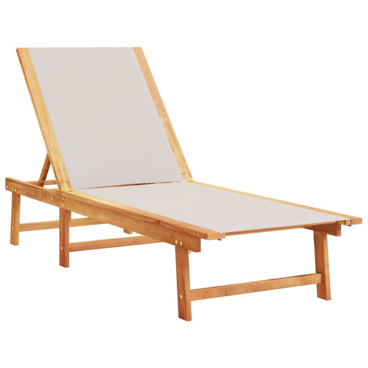 Tumbonas 2 Uds Con Mesa Madera Maciza Acacia Y Textileno Gris / Vetonek_0