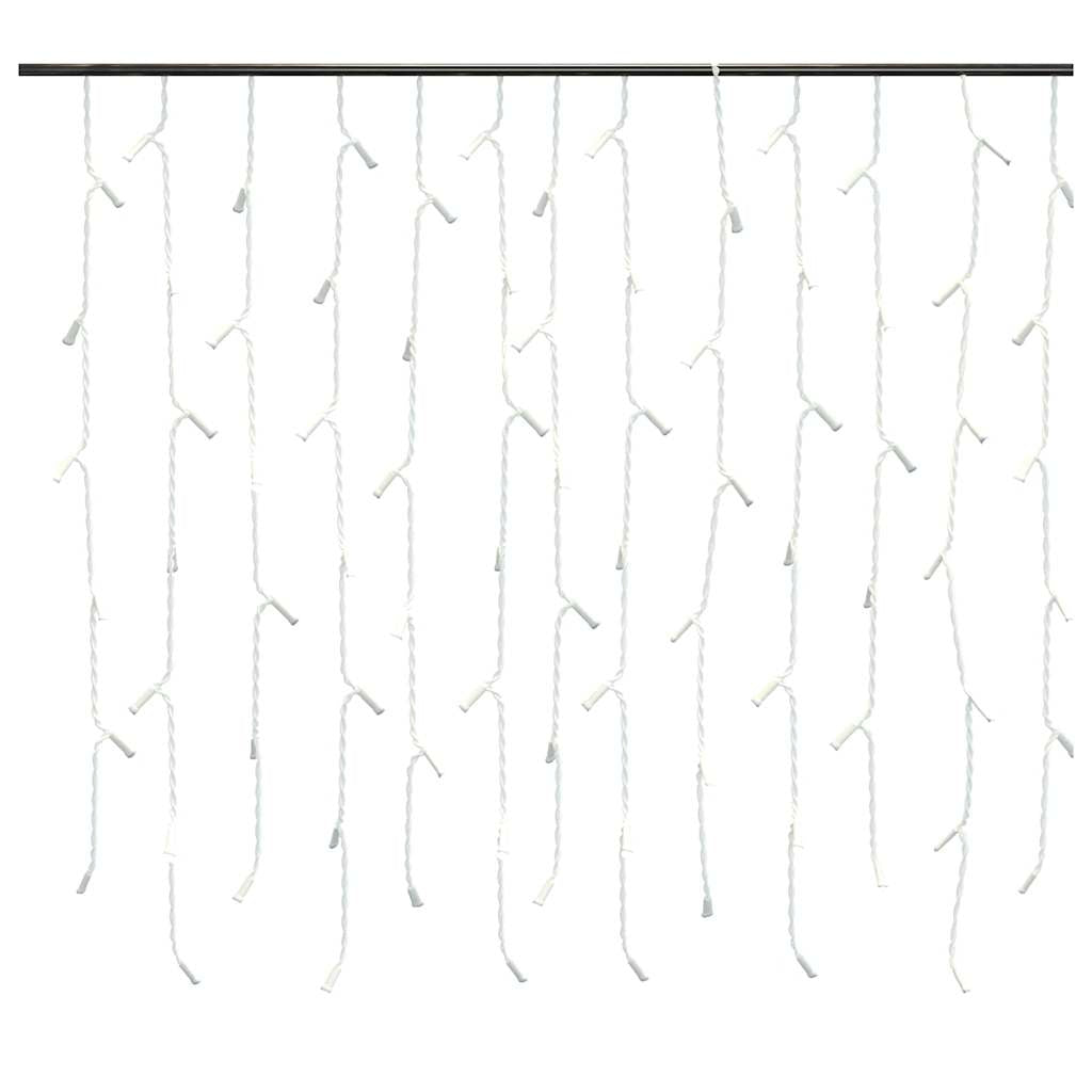 Vidaxl Cortina Luces Carámbano 10m 400 Led Blanco Cálido 8 Funciones_0