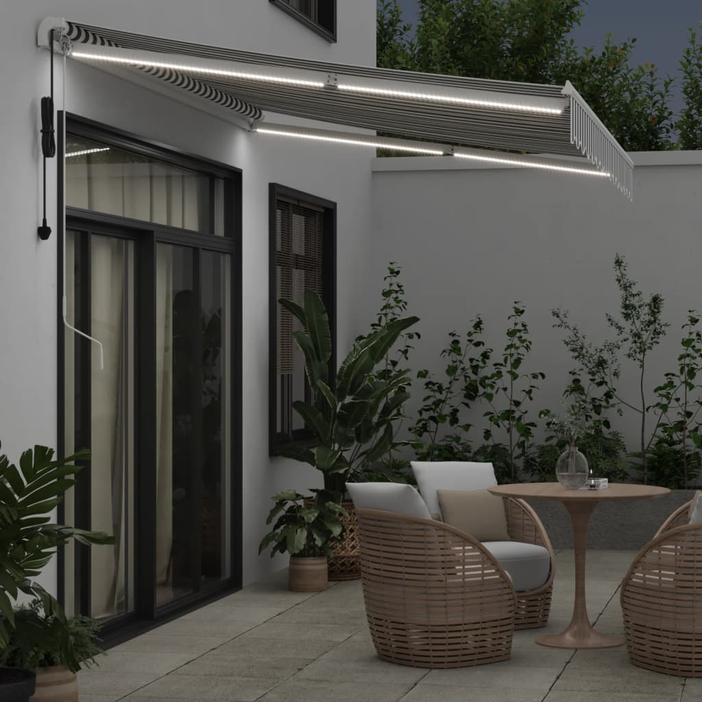 Toldo Retráctil Automático Luz Led Antracita Blanco 350x250 Cm_2
