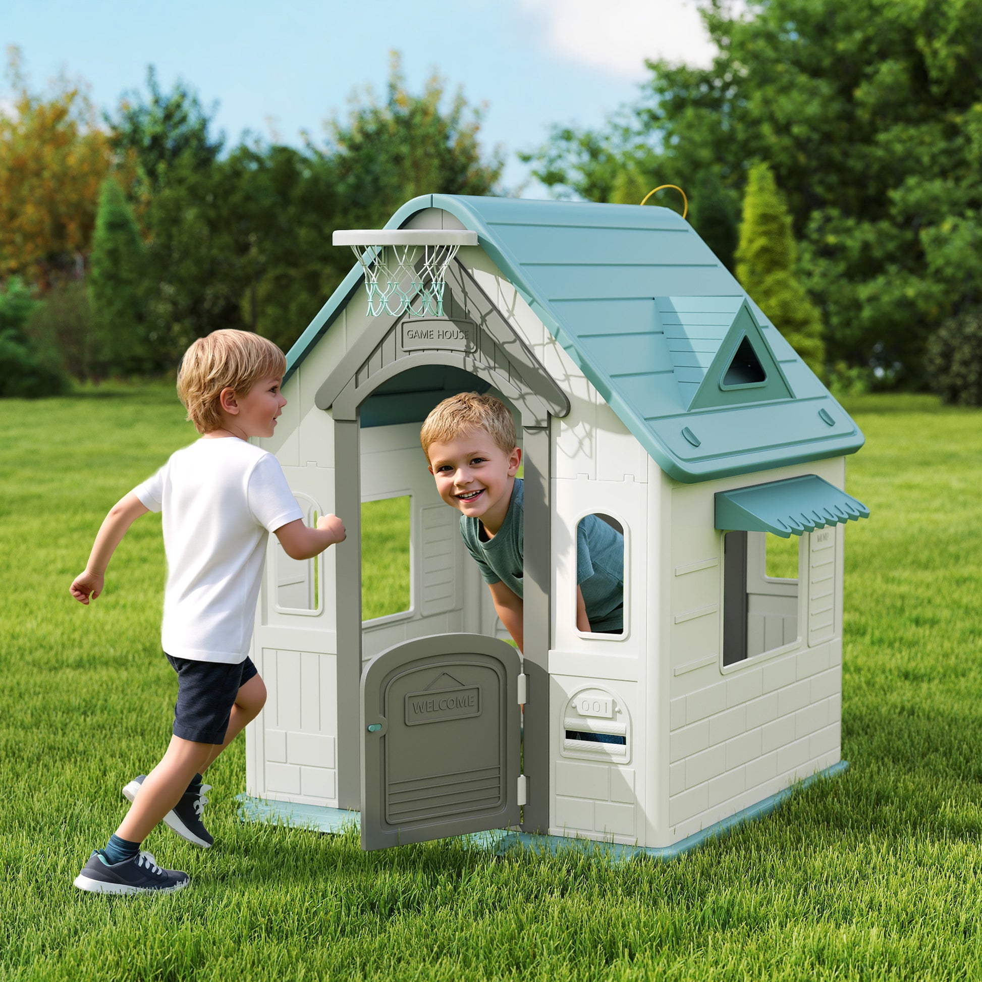 Aiyaplay Casita Infantil Exterior E Interior 5 En 1 Beige_1