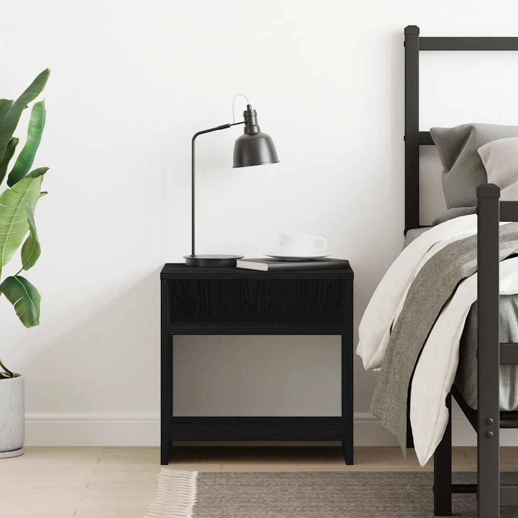 Mesilla De Noche Roble Negro 40x30x40 Cm Madera De Ingeniería_1