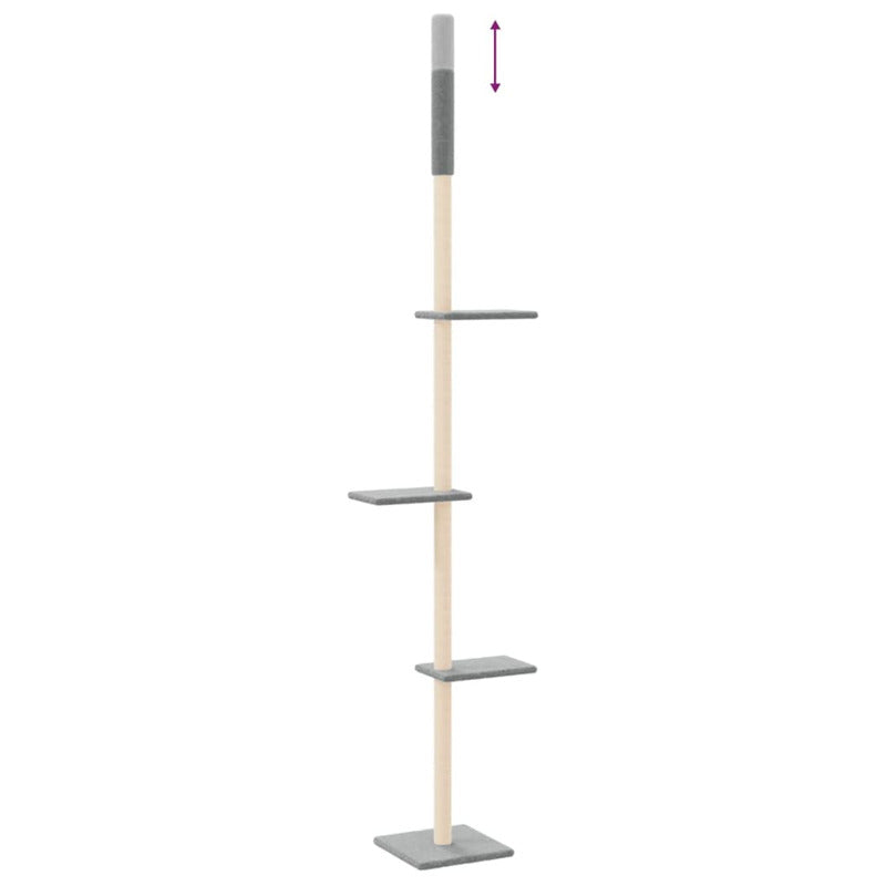 Vidaxl Árbol Rascador Gatos Suelo A Techo Gris Claro 267,5-297,5 Cm_5