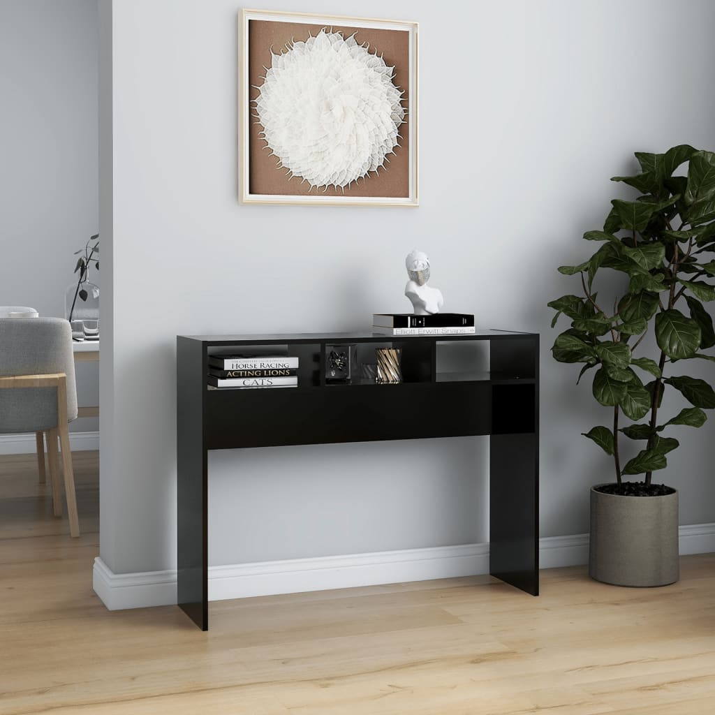 Mesa Consola Madera Contrachapada Negro 105x30x80 Cm_1