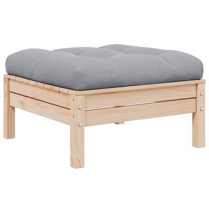 Vidaxl Reposapiés De Jardín Con Cojín Madera Maciza De Pino Gris_0