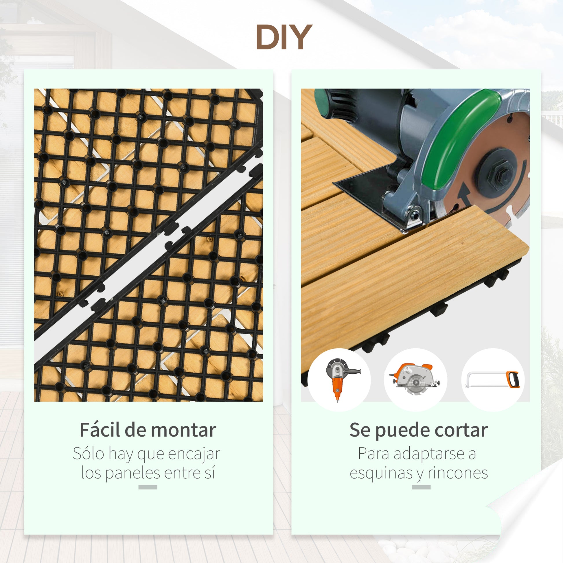 Outsunny Set De 27 Piezas Baldosas De Madera 30x30 Cm Área De 2,43m² Para Jardín_5