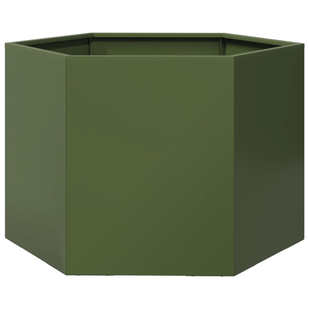 Jardinera Hexagonal De Acero Verde Oliva 69x60x45 Cm_5