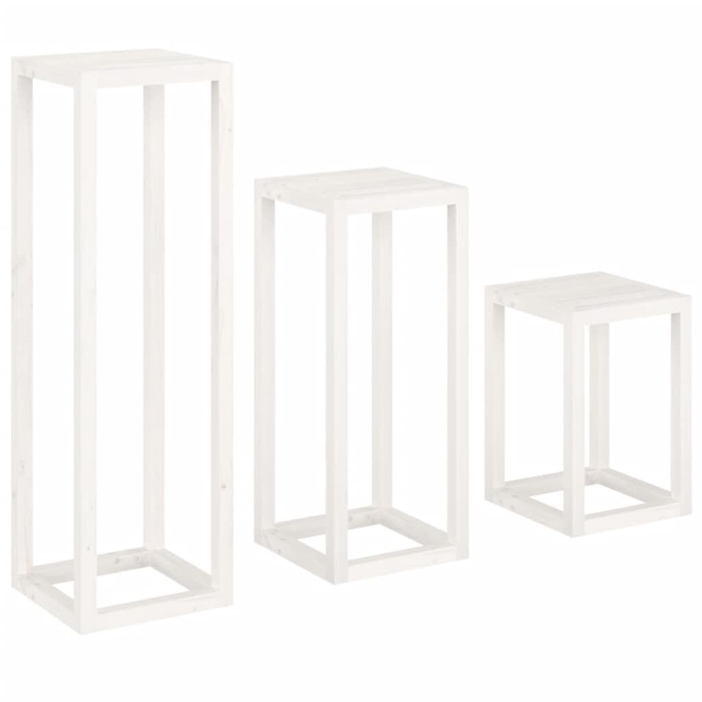 Vidaxl Set De Bar 3 Piezas Madera Maciza De Pino Blanco_4