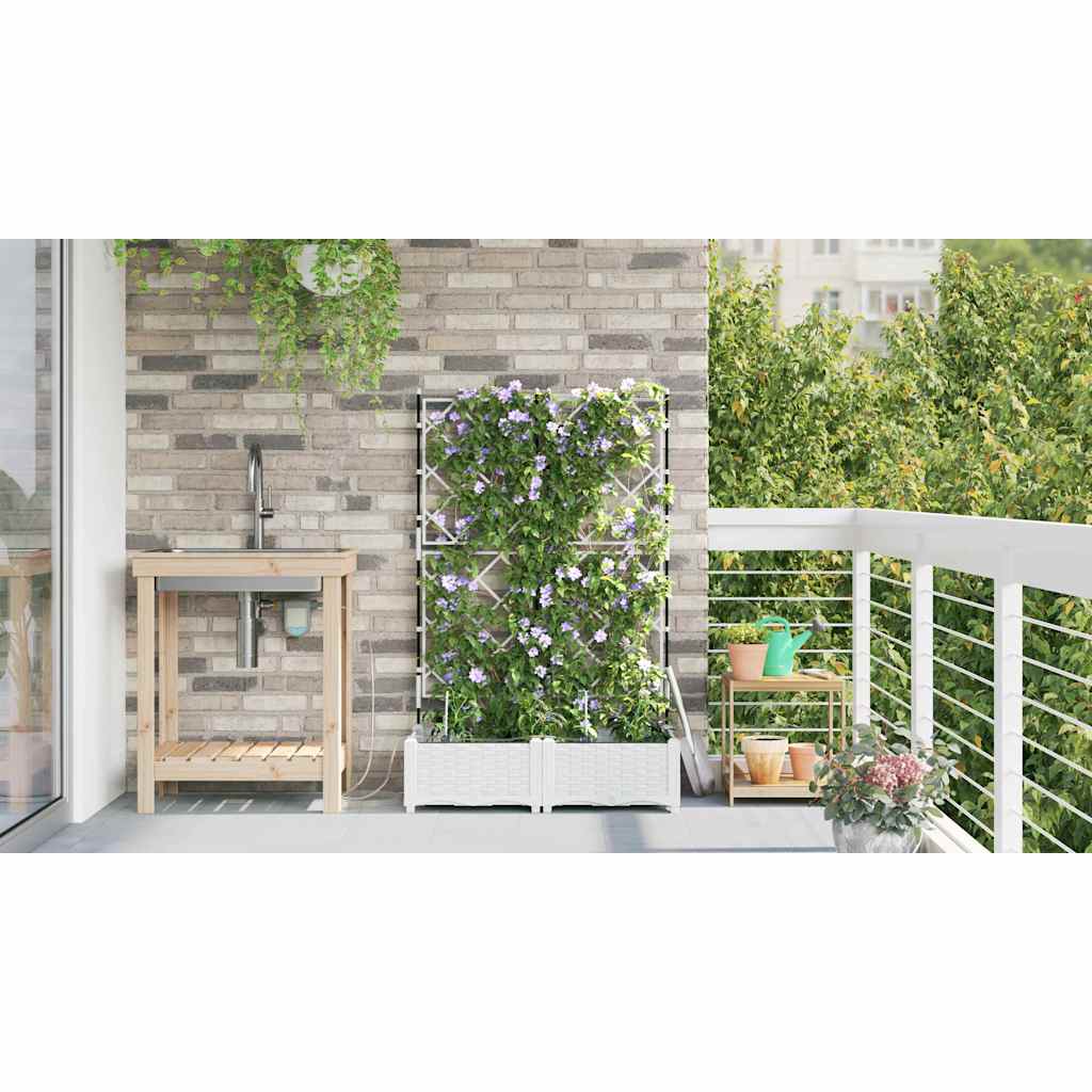 Macetero De Jardín 2 Uds. Blanco 80 X 40 X 126 Cm Pp_3