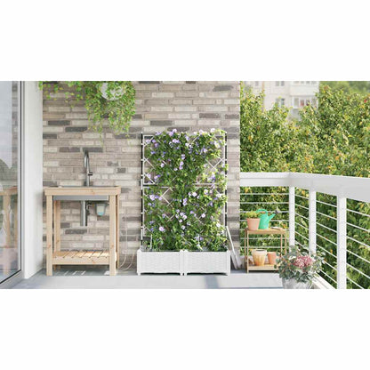 Macetero De Jardín 2 Uds. Blanco 80 X 40 X 126 Cm Pp_3