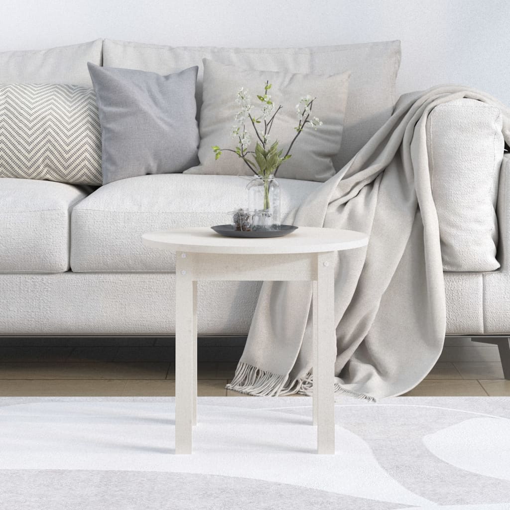 Mesa De Centro De Madera Maciza De Pino Blanco Ø 45x40 Cm_1