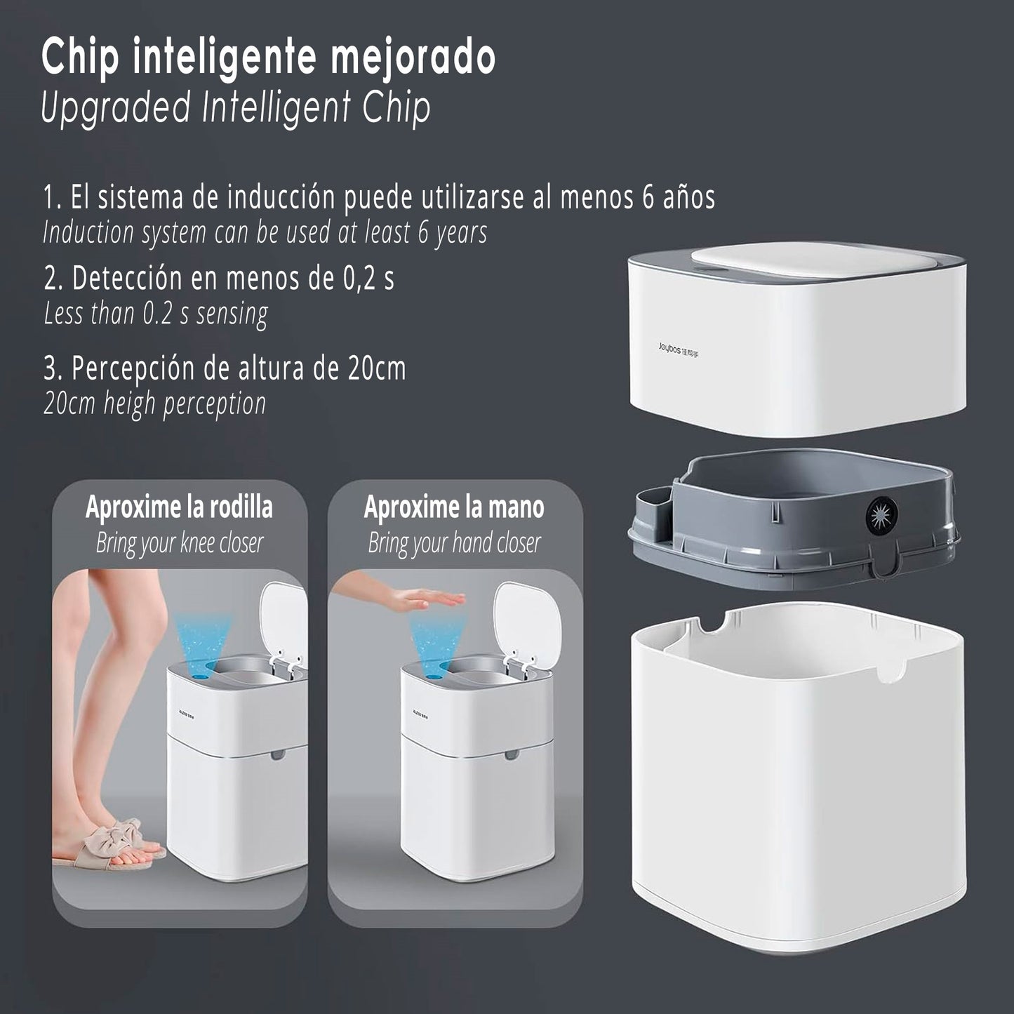 Cubo De Basura Inteligente Con Sensor De Apertura Y Absorción De Aire 16 L_3