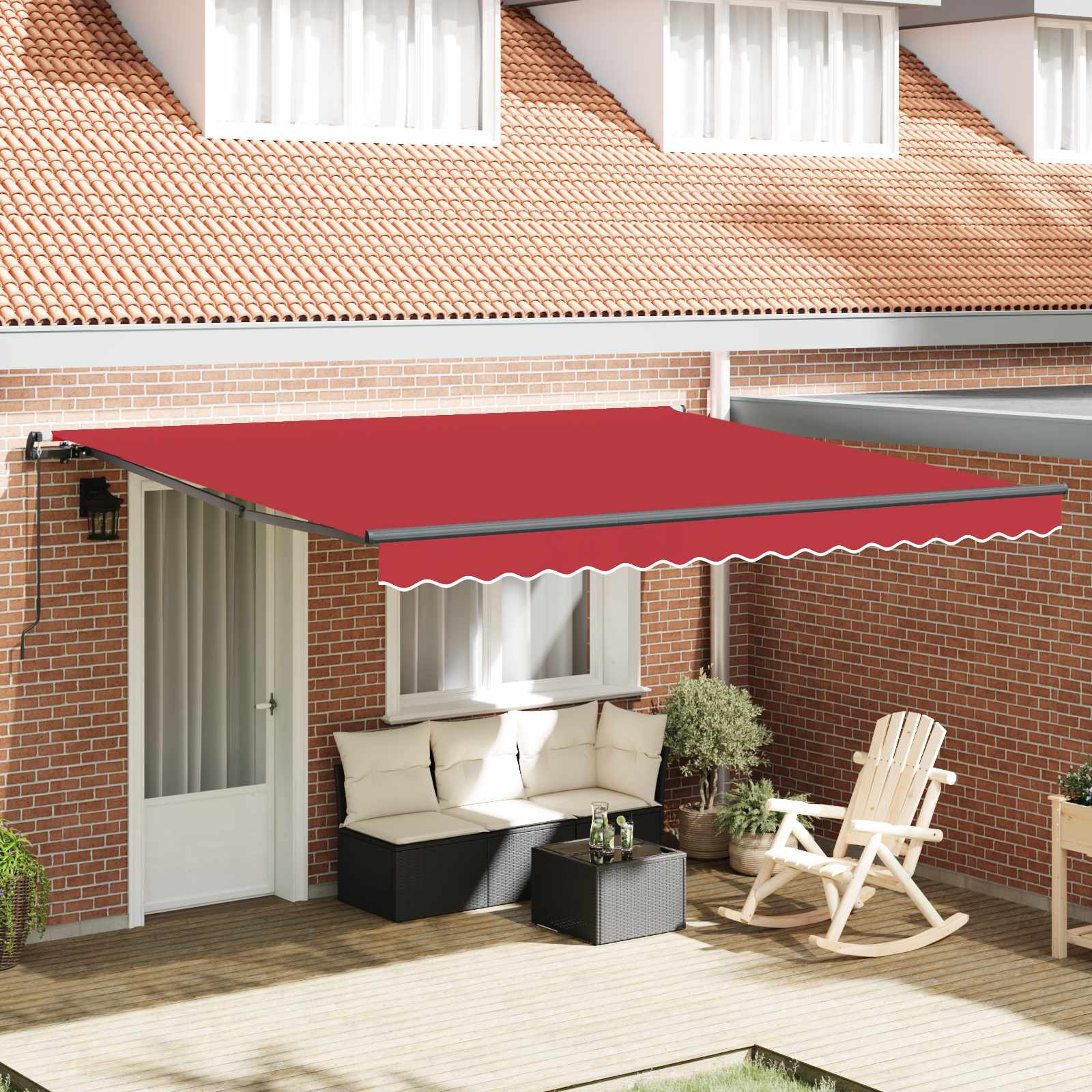 Toldo Retráctil Rojo 400 X 300 Cm Poliéster Y Aluminio_1