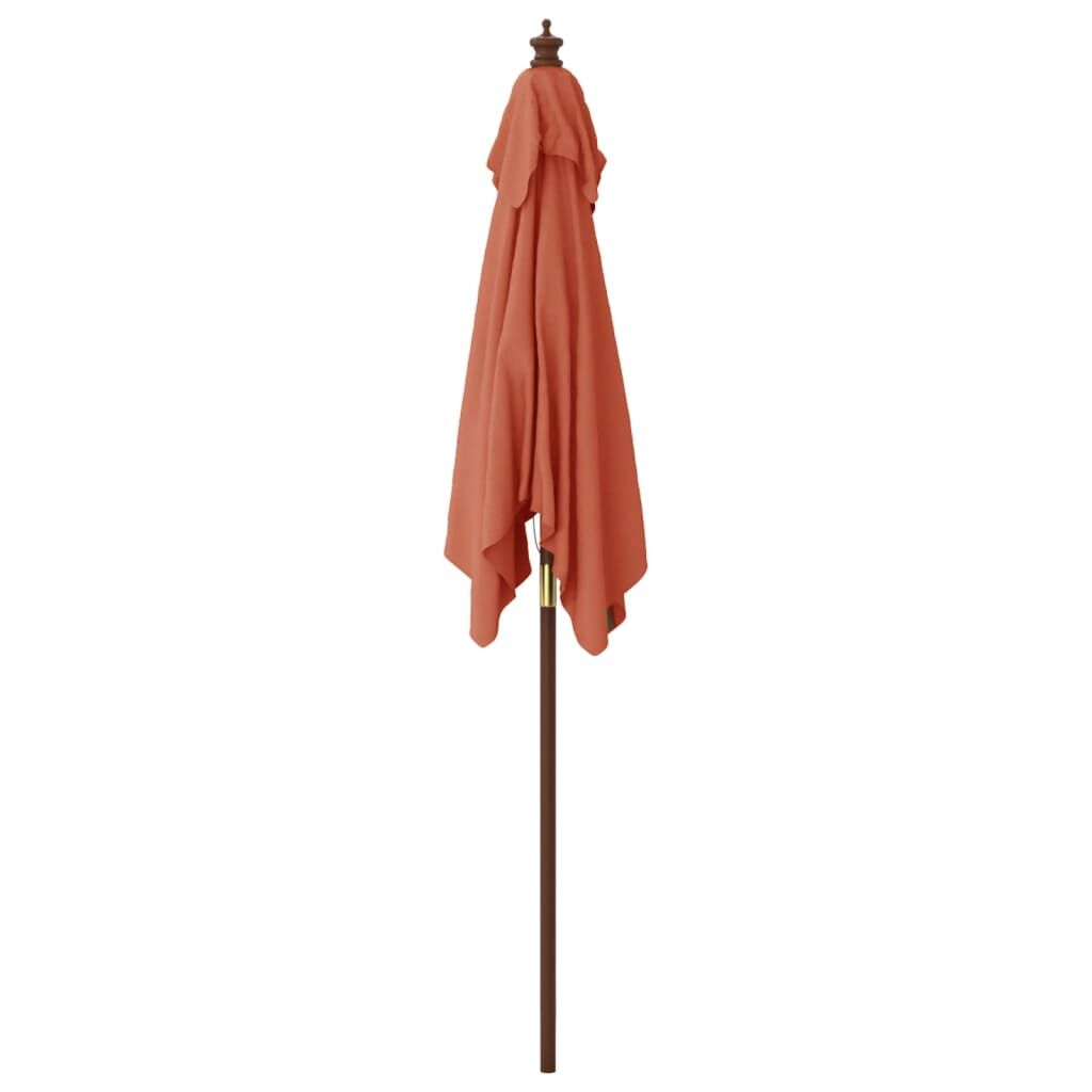Vidaxl Sombrilla De Jardín Con Poste De Madera Terracota 198x198x231cm_3