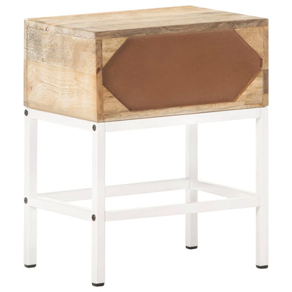 Mesita De Noche De Madera Maciza De Mango 40x30x50 Cm_2