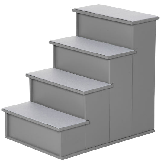 Pawhut Escalera Para Perros De 4 Peldaños Con Acolchados 40x59x54,2 Cm Gris_0