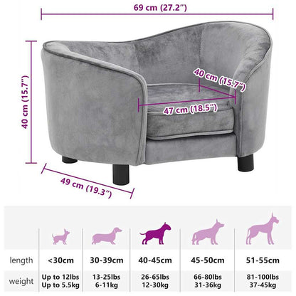 Vidaxl Sofá Para Perros Felpa Gris 69x49x40 Cm_2