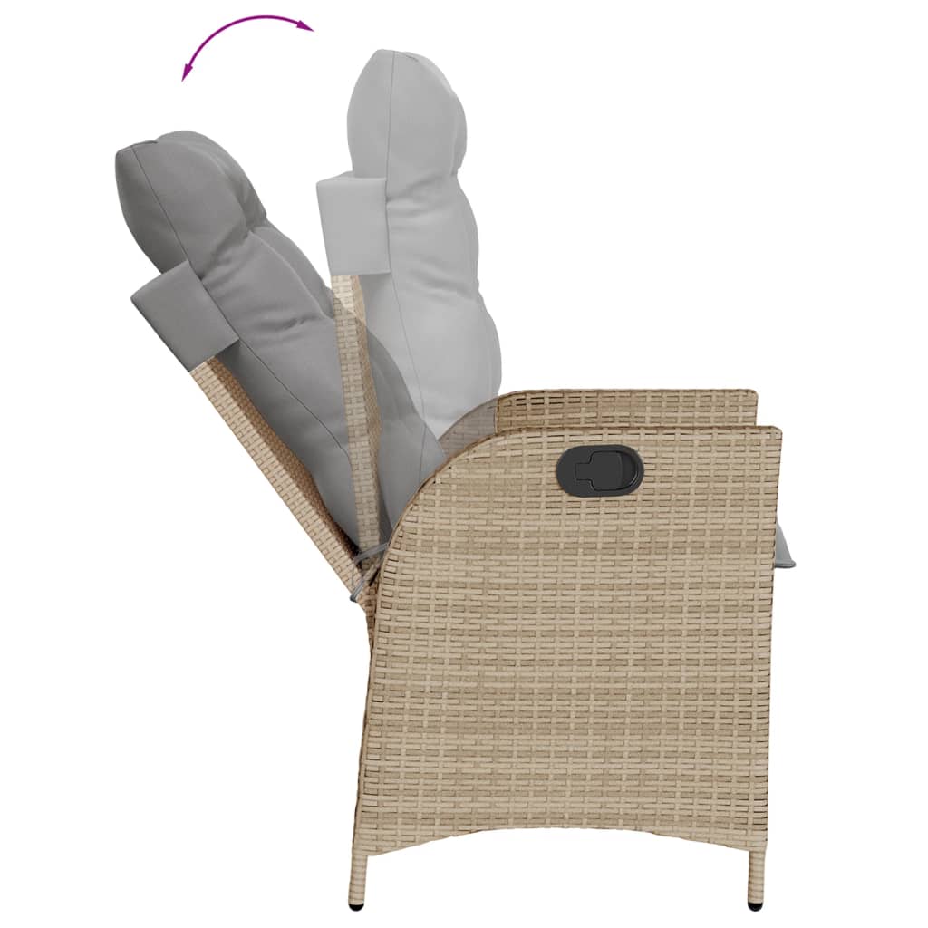 Set Comedor De Jardín 7 Pzas Con Cojines Ratán Sintético Beige / Vetonek_3