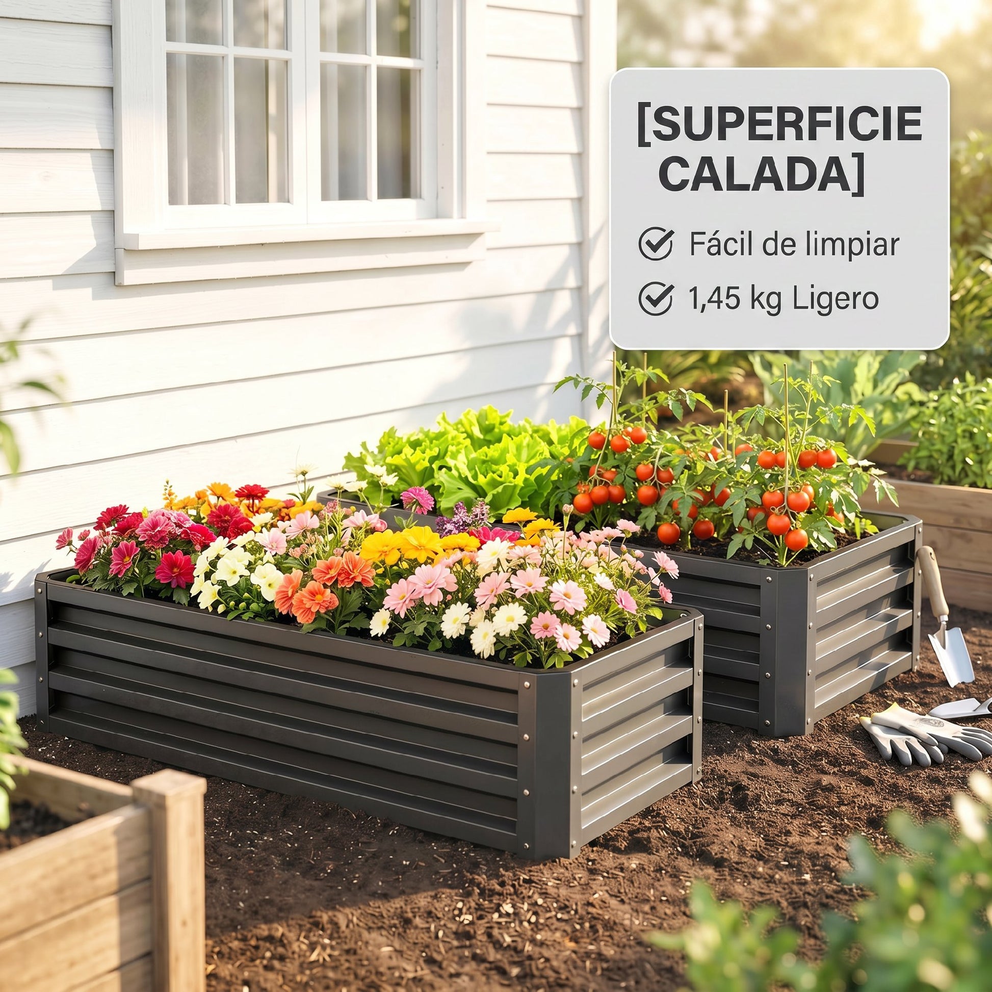 Outsunny Juego De 2 Jardineras Exterior Grandes De Acero 110x50x30 Cm Gris_4