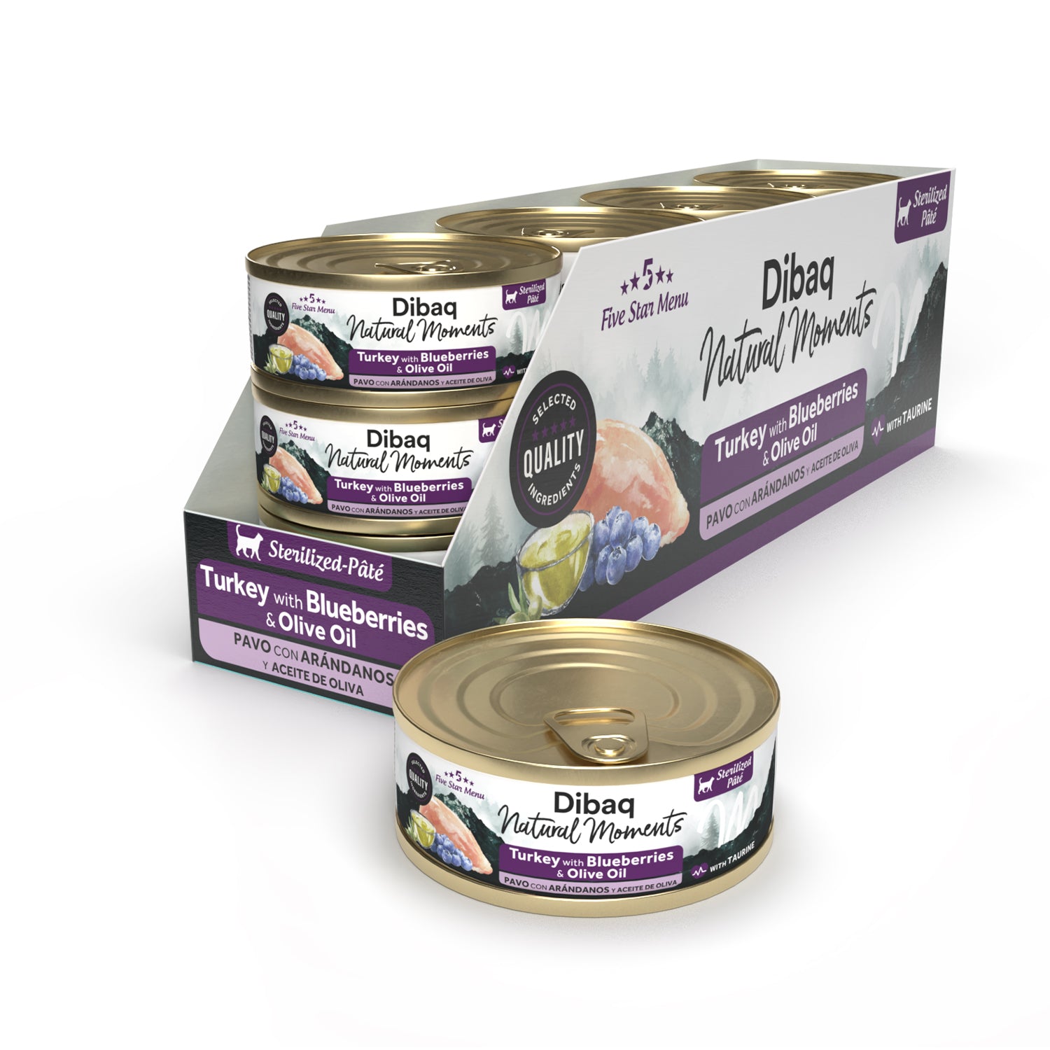 Dibaq Natural Moments 5 Star Esterilizado Pavo Con Arándanos, 12 Latas X 70gr_0