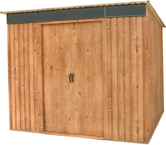 Duramax - Caseta Jardín - Top Shed Pentroof 8x6 - Metal - Color Imitación Madera_0