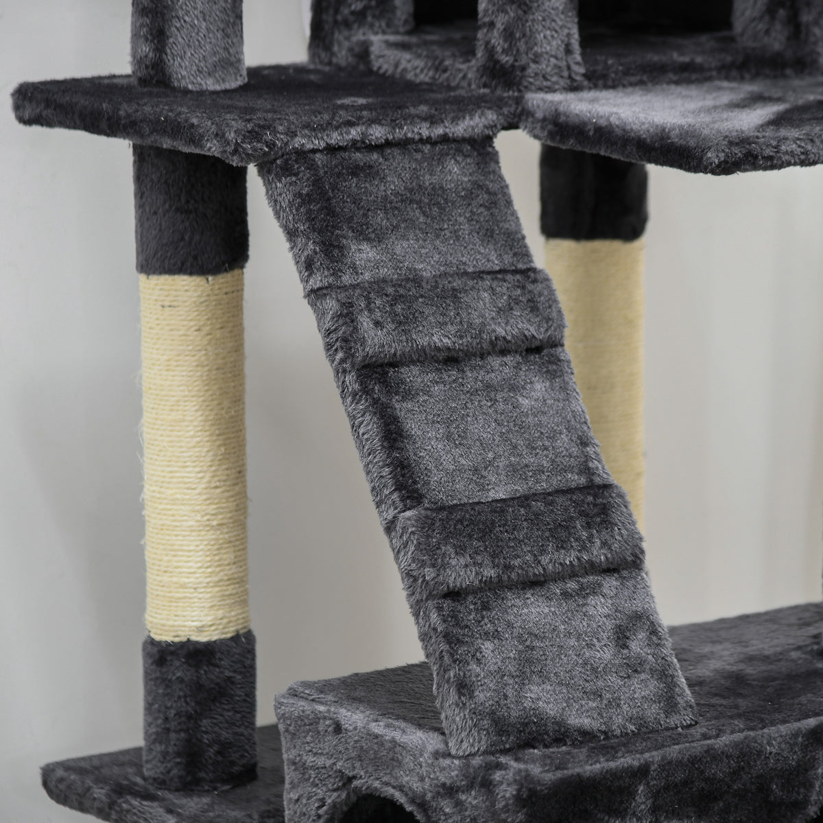 Pawhut Árbol Rascador Para Gatos Grande Altura 173 Cm Gris Oscuro_3